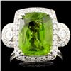 Image 1 : 14K Gold 5.74ct Peridot & 0.74ctw Diamond Ring