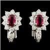 Image 1 : 18K Gold 1.00ctw Ruby & 0.98ctw Diamond Earrings