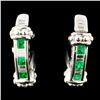 14K Gold 0.48ct Emerald & 0.32ctw Diamond Earrings