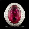 18K Gold 9.33ct Rubellite & 3.11ctw Diamond Ring