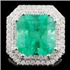 18K Gold 9.68ct Emerald & 3.78ctw Diamond Ring