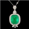 18K Gold 28.24ct Emerald & 3.50ctw Diamond Pendant