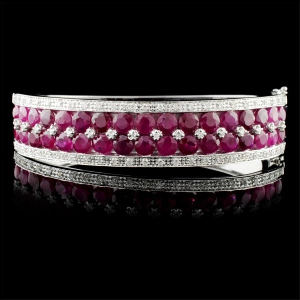 14K Gold 13.67ct Ruby & 0.79ct Diamond Bangle