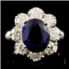 14K Gold 4.32ct Sapphire & 2.05ctw Diamond Ring