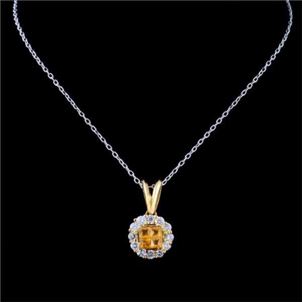 18K Gold 0.36ct Sapphire & 0.43ct Diamond Pendant