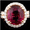 18K Gold 9.73ct Rubellite & 1.39ctw Diamond Ring