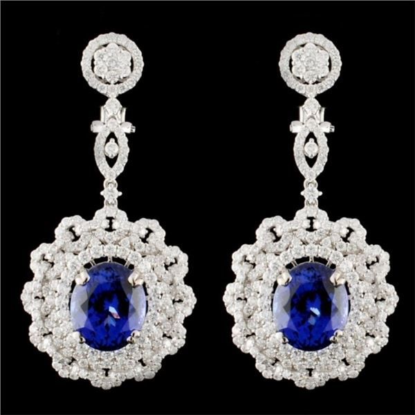 18K Gold 15.63ctw Tanzanite & 5.43ctw Diamond Earr