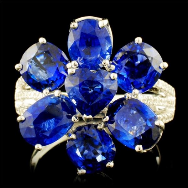 18K Gold 7.74ct Sapphire & 0.23ctw Diamond Ring