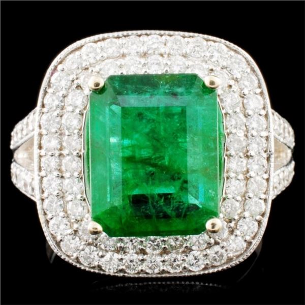 18K Gold 3.80ct Emerald & 1.09ctw Diamond Ring