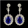18K Gold 17.46ct Tanzanite & 3.89ctw Diamond Earri