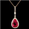 18K Gold 10.22ct Rubellite & 1.20ctw Diamond Penda