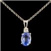 14K Gold 1.00ct Sapphire & 0.06ctw Diamond Pendant