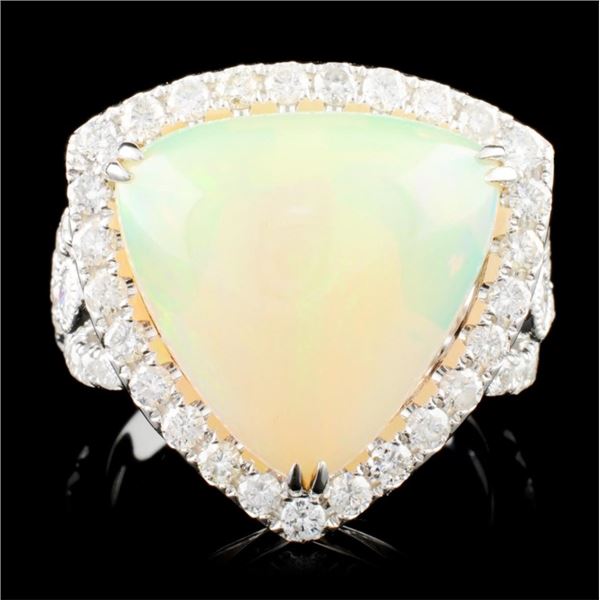 18K Gold 6.63ct Opal & 1.22ctw Diamond Ring