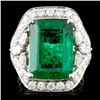 18K Gold 8.19ct Emerald & 1.68ctw Diamond Ring