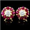 18K Yellow Gold 1.30ct Ruby & 0.49ct Diamond Earri