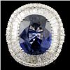 18K Gold 21.41ct Sapphire & 5.93ctw Diamond Ring