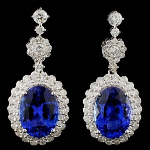 18K Gold 9.03ct Tanzanite & 2.27ct Diamond Earring