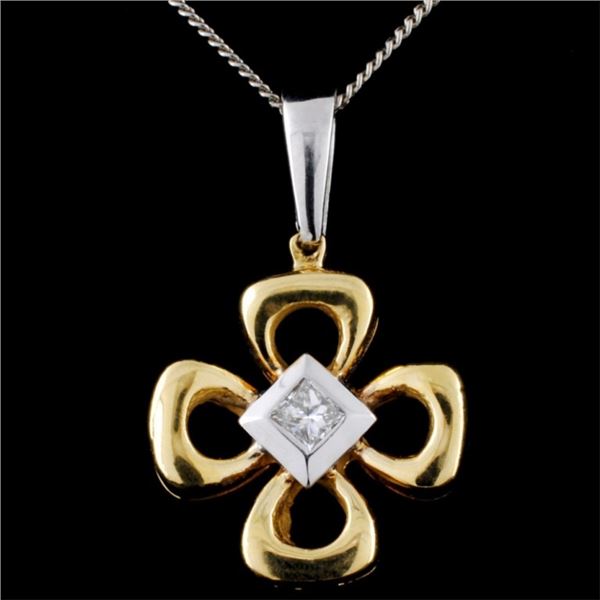 18K Two Tone Gold 0.30ct Diamond Pendant