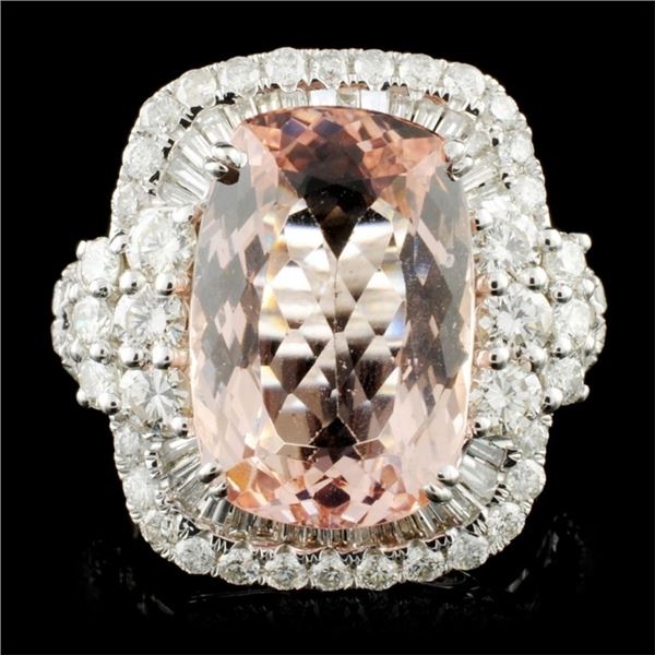 18K Gold 7.02ct Morganite & 1.96ctw Diamond Ring