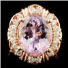 14K Gold 4.92ct Kunzite & 0.43ctw Diamond Ring