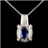 14K Gold 2.31ct Sapphire & 0.63ctw Diamond Pendant
