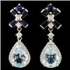 14K Gold 13.79ct Aquamarine & 0.71ctw Diamond Earr