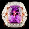 14K Gold 11.25ct Kunzite & 1.90ctw Diamond Ring