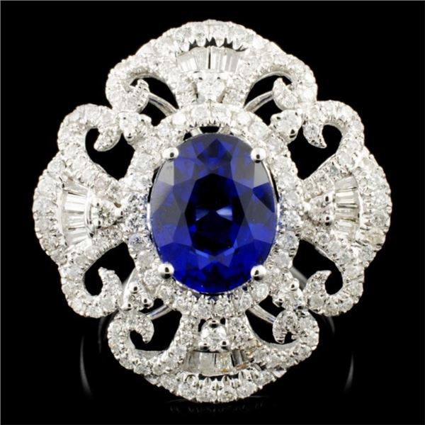 14K Gold 3.51ct Sapphire & 1.15ctw Diamond Ring