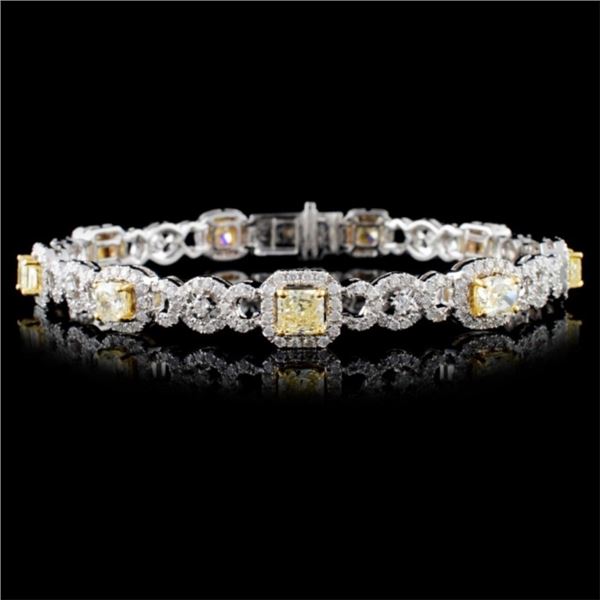 18K White Gold 5.66ctw Fancy Color Diamond Bracele