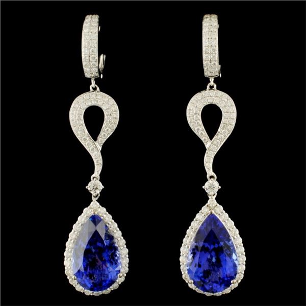 18K Gold 17.66ct Tanzanite & 2.62ctw Diamond Earri