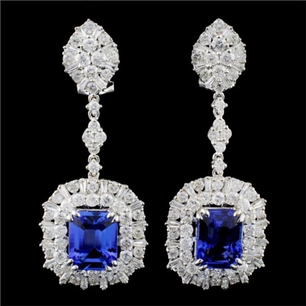 18K Gold 6.13ctw Tanzanite & 3.98ctw Diamond Earri