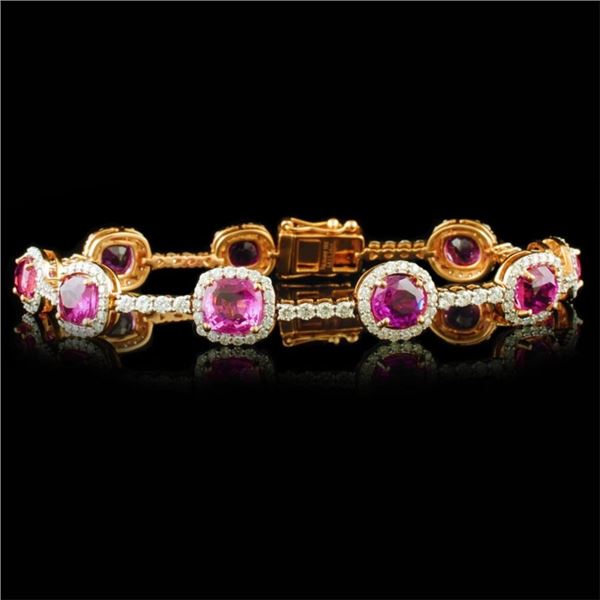 18k Gold 13.16ct Pink Sapphire & 3.10ctw Diamond B