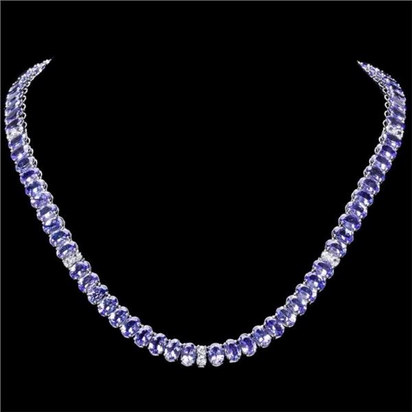 `14k Gold 55.00ct Tanzanite & 1.35ct Diamond Neckl