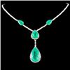 Image 1 : 18K Gold 25.31ctw Emerald & 3.78ctw Diamond Neckla