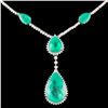 Image 2 : 18K Gold 25.31ctw Emerald & 3.78ctw Diamond Neckla