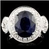 14K Gold 4.72ct Sapphire & 0.73ctw Diamond Ring