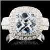 14K Gold 1.98ct Aquamarine & 1.05ct Diamond Ring