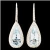14K Gold 15.48ct Aquamarine & 3.55ctw Diamond Earr