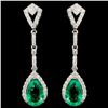 Image 1 : 18K Gold 6.25ctw Emerald & 1.15ctw Diamond Earring