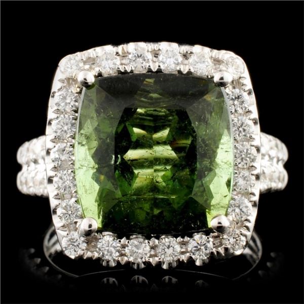 14K Gold 7.23ct Tourmaline & 1.17ctw Diamond Ring