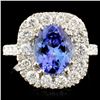 Image 1 : 14K Gold 2.16ct Tanzanite & 1.71ctw Diamond Ring