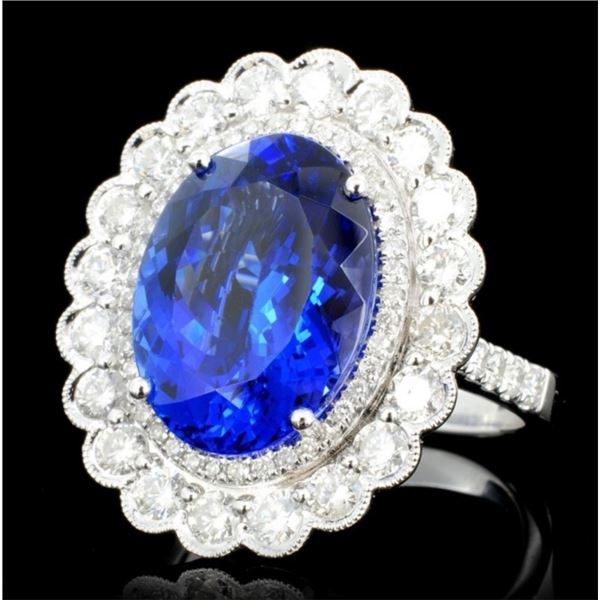 18K Gold 7.59ct Tanzanite & 1.51ct Diamond Ring