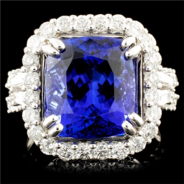 18K Gold 7.21ct Tanzanite & 1.35ctw Diamond Ring