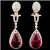 Image 1 : 14K Gold 13.31ctw Ruby & 2.23ctw Diamond Earrings