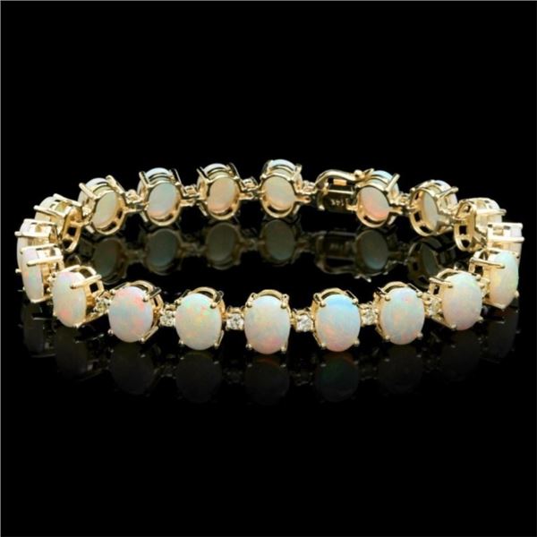 `14k Gold 18.00ct Opal & 1.45ct Diamond Bracelet