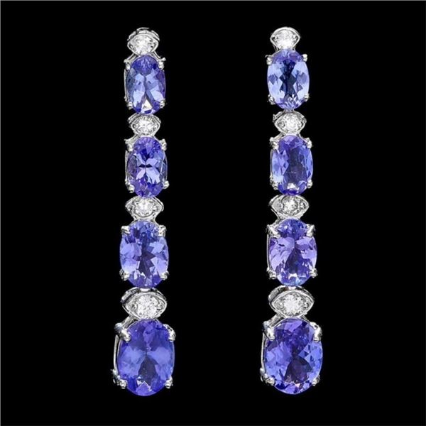 `14k Gold 7.00ct Tanzanite & 0.50ct Diamond Earrin