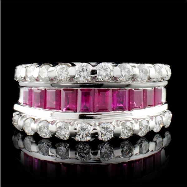 18K White Gold 1.66ct Ruby & 0.86ct Diamond Ring