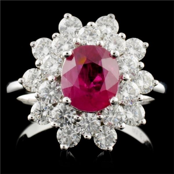 18K White Gold 1.67ct Ruby & 1.50ct Diamond Ring