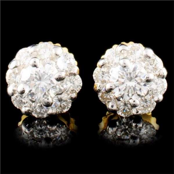 18K Gold 0.90ctw Diamond Earrings