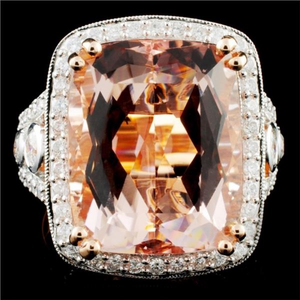 14K Rose Gold 13.88ct Morganite & 1.53ct Diamond R